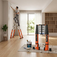 Telescopic Ladder with Wheels Retractable Ladder Aluminum for Homeowners, Contractors, Home Maintenance, Worksite, Workshop
