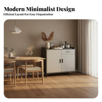 Multi-Functional Sideboard Cabinet Versatile Standing Tea Bar Cabinet Built-in Water Station Glass Door Sideboard for Office Workers, Homeowners