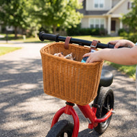 Kids' Woven Bicycle Basket - Vintage Style Front Handlebar Storage for Balance Bikes & Scooters