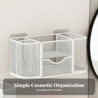 Lidded Brush rotating organizer vertical surfaceMountable Cosmetic Organizer Multi-Compartment