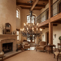 Large 3-Tier Chandelier Grand Centerpiece Vintage Chandelier Metal Construction Vintage Foyer Light Fixture for Stairwell, Hotel Lobby, Great Room