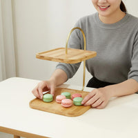 2-Tier Serving Stand Elegant Design Household Storage Easy to Carry Handle
