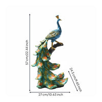 2 Pieces Resin Peacock Decorative Piece Vivid Hues Home Decor Ornamental Tail