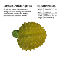 Home Decoration Hand Painted Ceramic Durian Figurine for Kitchen Ornaments, Realistic Tea Pet for Lovers, Heat Resistant Desk Decor
