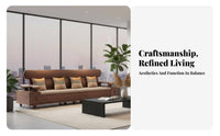 L-Shaped Storage Sofa Dense Wood Frame Sectional Couch New Chinese and Aesthetic Living Room Furniture for Interior Design Aficionados, Households