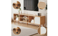 TV Cabinet Northern European TV Console with Door Wooden Media Console for Living Room, Small Apartment