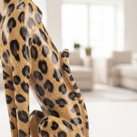 Leopard Figurine Creature Print Home Decor Item Tan and Dark Brown