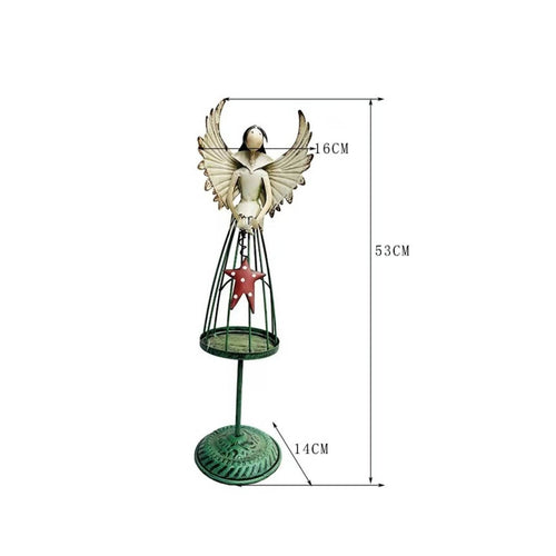 Iron Angel Stand Decor Antiqued Accent Vintage Angel Figurine Artisan-Made Look