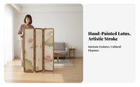 Foldable Design Multi-Panel Folding Screen Modern Oriental Aesthetic 4-Panel Folding Divider Mobile & Portable Room Partition Freestanding for Interior Decorators, adirectionice Managers, Remote Workers, Bedroom, Studio Apartment, Restaurant