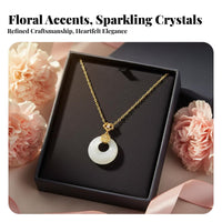 S925 Silver Jade Necklace Spiritual Gift Chinese Jade Donut Locket Necklace