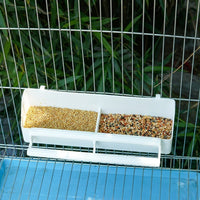 Pet Bird Food Dispenser and Bird Waterer Cage Feeder, 2 Compartment Hanging Parrot Feeder with Perch, Anti Spill Bird Feeder for Cage
