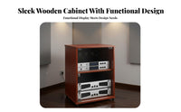 Wooden Amplifier Cabinet with Wheels Multi-layer Audio Component Stand Strong Load-bearing Media Storage Adjustable Shelves Suitable for Audiophiles Living Room