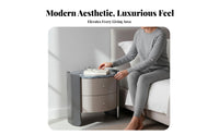 Rounded Two-Drawer End Table Space-Saving Nightstand Modern Design for Dorm Room
