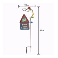 Frog Garden Stake Raised Lettering Yard Art Contrasting Colors