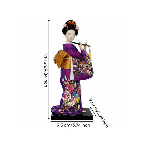 Japanese Geisha Doll Vibrant Colors Traditional Japanese Lady Figure Handmade