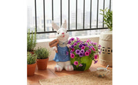 Hand-Painted Resin Hare Planter Gift Idea Hare Garden Ornament Easy to Clean Leaf Pot Ornament for Courtyard