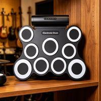 Beginner Friendly Roll-up Electronic Drum Set Built-in Speakers Portable Electronic Drum Pad Pedals Included Music Instrument Headphone Connector for Beginners, Kids, Learning, Family Entertainment