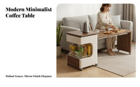transformable C-Shaped Table Foldable Design Household Furniture Extendable Surface Lower Storage Shelf for Homeowners, Seniors