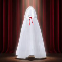 Mesh Cape with Hood Translucent Transparent Cloak Draped Cloak with Tie Closure for Stage Performances