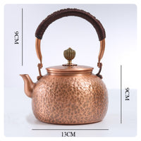Copper Teapot Artisanal Hammered Teapot Vintage-Style Pot for Office Desk
