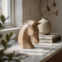 Horse Head Ornament Geometric Horse Head Sculpture Contemporary Decor for Entryway, Bedroom, Living Room