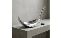 Mirror-Finish Tray Silver Curved-Moon Tray Decorative Curved-Moon Dish
