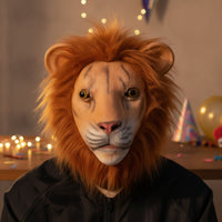 Realistic Lion Mask Full-Face Lion Head Mask Breathable Tear-Resistant for Halloween