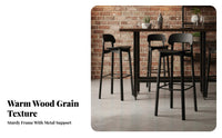 Bar Stool with Backrest Modern Design Counter Chair Built-in Footrest Stable Wide Base for Homeowners, Restaurant, Cafe