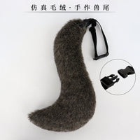 万圣节新款手套狼兽爪毛绒仿真尾巴保暖手套兽尾cosplay配饰道具