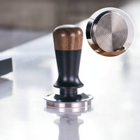 53mm Espresso Tamper with Walnut Wood Top Ergonomic Tamper with Flat Base Resistant for Home Baristas