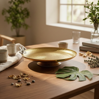 Oval Fruit Bowl with Pedestal Elevated Decorative Tray with Flower Detail Lightweight Decorative Tray for Hosts, Home Stylists, Dining Table