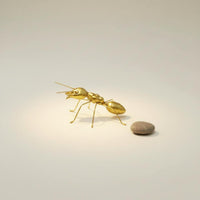 Light Luxury Golden Ant Figurine Modern Design Metal Ant Statue Vintage Design Metal Bug Sculpture Polished Finish for Desktop, Shelf, Office, Hotel