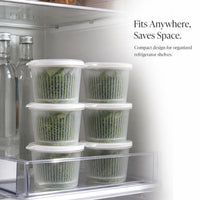 Refrigerator Food Storage Containers with Drainer for Scallions Ginger Garlic Fruits, Airtight and Stackable