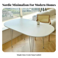 White Oval Dining Table Oval Table Man-made Marble Table Kitchen Table Hairpin Legs Tabletop with Nordic Minimalist Design Suitable for Families Homeowners Living Room Eatery
