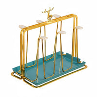 Cup Holder Rack with Tray Cushioning Sleeves Deer Cup Holder Rack Anti Slip Home Organizer