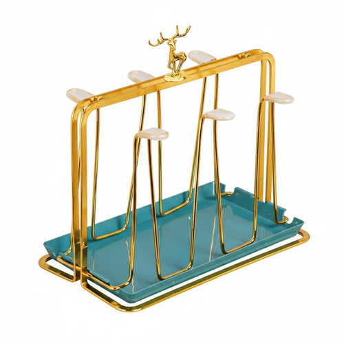 Cup Holder Rack with Tray Cushioning Sleeves Deer Cup Holder Rack Anti Slip Home Organizer