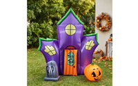 Inflatable Haunted House Easy Set-up Inflatable with Built-in Lights Yard Decoration Outdoor Pre-and for Families, Lawn