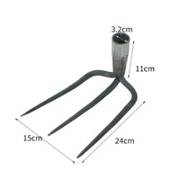 3-Tine Garden Rake Hex Socket Handcrafted Rake Welded Metal Soil Cultivator