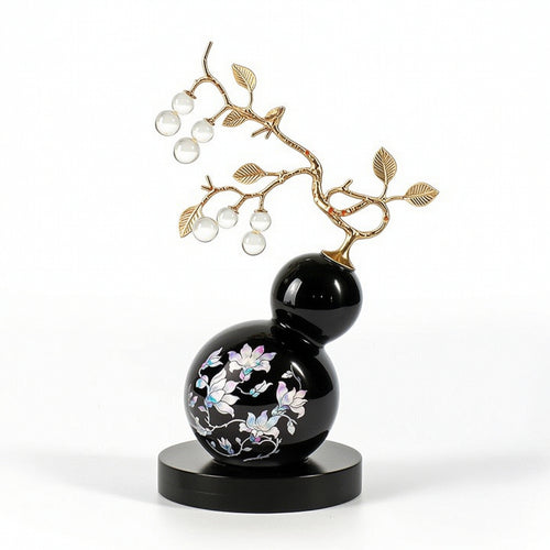 Ceramic Gourd Figurine Glazed Display Piece Modern for Living Room, Office Desk