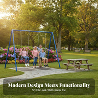 Outdoor Swing Frame Sturdy Construction children's Playground Swing Resilient Heavy Duty Playset for Adults, Parents, Kindergarten, Community, School