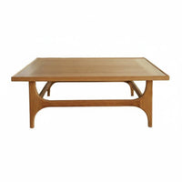 Wabi-Sabi Aesthetic Low silhouette Square Table Vintage Inspired Square Block Table full Wood Construction Living Room Furnishing Rustic Design for Guesthouse Owners, Homeowners, Families, Small Apartment, Reception Area, Lounge, Den