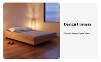 Minimalist design Headboardless Floating Bed Low silhouette Bedroom Furniture Japanese Aesthetic Mattress Support No Box box foundation Needed for Minimalists, Guesthouse Owners, duos, woven mat floor Room, Apartment