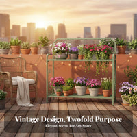 2 Pieces 2-Tier Stepped Rack Vintage Aesthetic 2-Piece Ornate Planter Bench