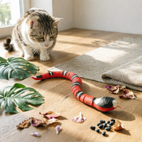 Obstacle Avoiding Feline Toy USB Rechargeable Snake Feline Toy Red Body