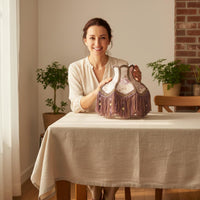 Violet Floral Tassel Lampshade Ornate Tassel Shade Soft Light for Guesthouse