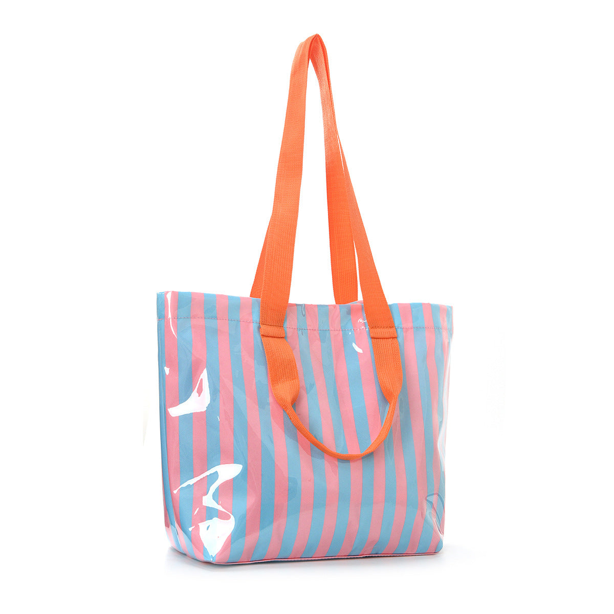 Striped Tote Bag, Medium, Polyester, Magnetic Closure, Hand Carry