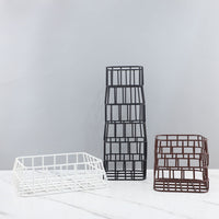 Modern Minimalist Nordic Style Square Iron Wire Basket for Desktop Storage and Organization