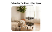 3-Tier Rolling Shelf Multi-Functional 3-Tier Rolling Cart Rustproof for Bathroom