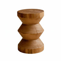Wabi-Sabi Hardwood End Table, Retro Distressed Tea Table, Creative Base