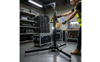 Mobile Stage Stand with Hand Crank Double-Braced Lighting Stand with Wheels Adjustable Height Heavy-Duty for Event Planners, Concerts, Exhibitions